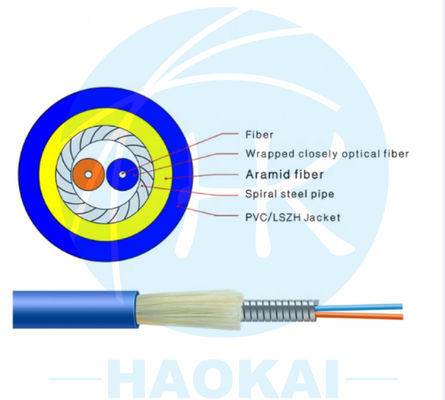 Cable optique simple blindé rond intérieur GJFXH avec membre de résistance en fil d'aramide