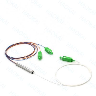 1x2 SC APC Fibre optique PLC Splitter FTTH Mini tube en acier sans connecteur