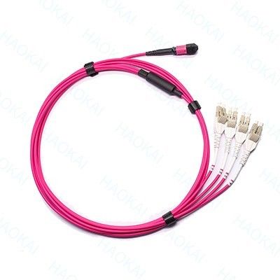 12 cœurs OM4 MPO Fan Out Cordon de patch optique LC Cords de patch en fibre optique