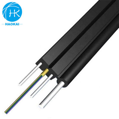 Cable à goutte à goutte FTTH à 2 cœurs à 6 cœurs Cable à fibre optique plate avec fil d'acier de tube central à aramide