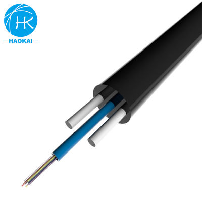 Cable à goutte à goutte FTTH à 2 cœurs à 6 cœurs Cable à fibre optique plate avec fil d'acier de tube central à aramide