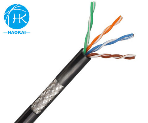 UTP CAT5E câble LAN extérieur isolant HDPE solide avec messager
